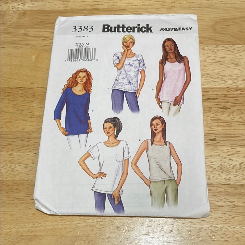 Butterick 3383 Misses'/Misses' Petite Tops & Tunics Size XS, S, M(6-14) Cut
